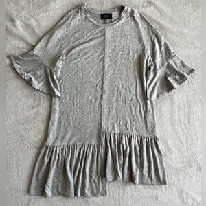 COA Los Angeles anthropologie grey jersey ruffle tunic shift dress size M/L